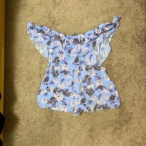 Off the shoulder floral romper L